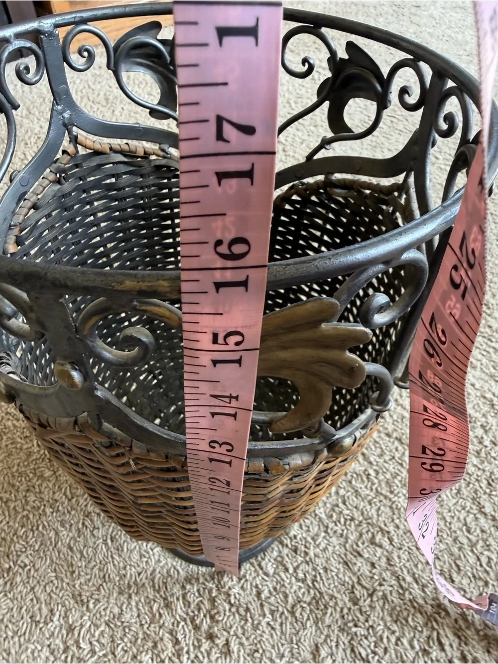 Woven Brown and Black Decorative Urn Vase with Gold Accents